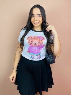 T-shirt Canelada Ursinha fashiow rosa - comprar online