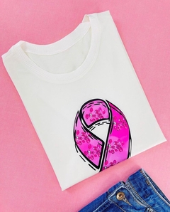 T-shirt ribana canelada Símbolo Outubro Rosa - comprar online