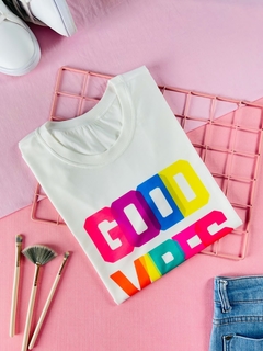 T-shirt ribana canelada Good Vibes Only - comprar online