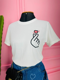 T-shirt Ribana Canelada Coração coreano - comprar online