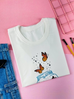 T-shirt ribana canelada Borboletas no pote - comprar online