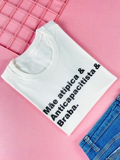 T-shirt ribana canelada Mãe atípica & Anticapacitista & Braba