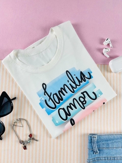 T-shirt ribana canelada Familia, amor - comprar online