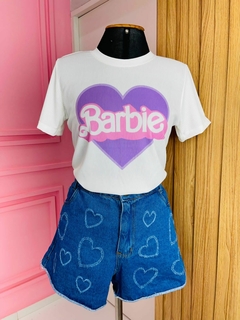 T-shirt Ribana Canelada Barbie coração lilás