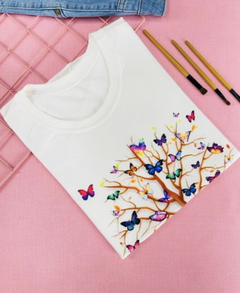 T-shirt ribana canelada Árvore de borboletas - comprar online
