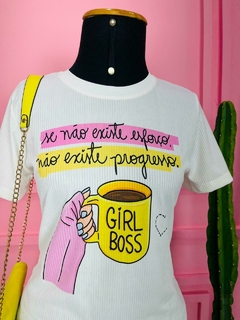 T-shirt Ribana Canelada Se não existe esforço, não existe progresso (Girl boss) na internet