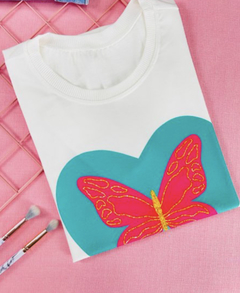 T-shirt ribana canelada Borboleta pink - comprar online