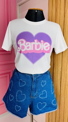 T-shirt Ribana Canelada Barbie coração lilás - comprar online