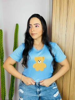 T-shirt Canelada Teddy - Azul Céu - comprar online