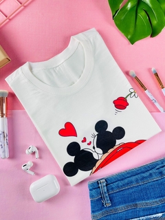 T-shirt ribana canelada Mickey e Minnie - comprar online
