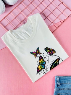 T-shirt ribana canelada Lâmpada e borboletas - comprar online