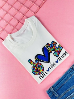 T-shirt ribana canelada Peace Love Autism