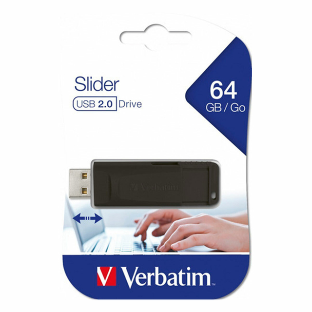 PEN DRIVE VERBATIM 64GB SLIDER USB NEGRO