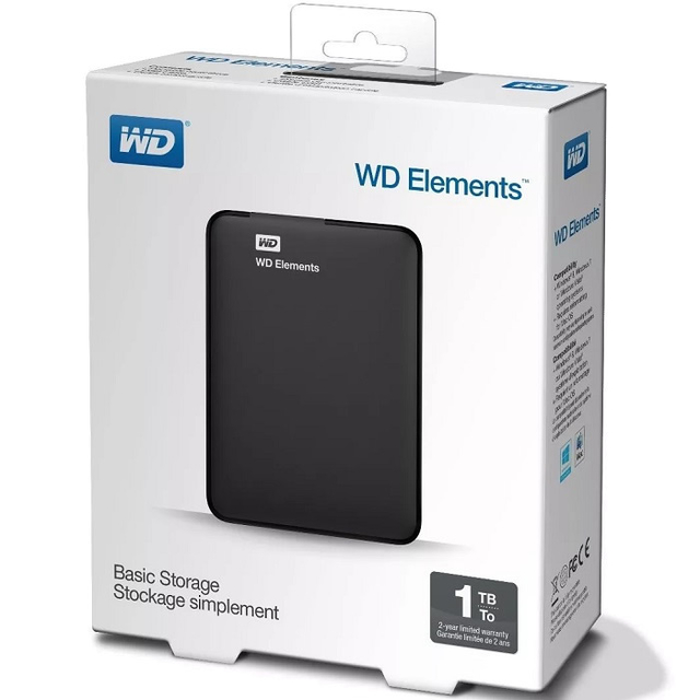 Disco duro externo Western Digital WD Elements WDBUZG0010BBK 1TB negro