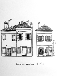 Casas en Burano, Venecia, Italia.
