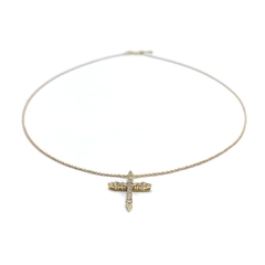 Colar Cruz diamante ouro amarelo - comprar online