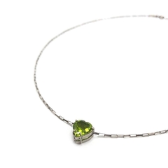 Colar coração peridoto ouro branco - comprar online