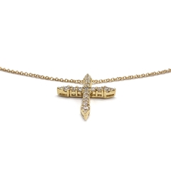 Colar Cruz diamante ouro amarelo - loja online