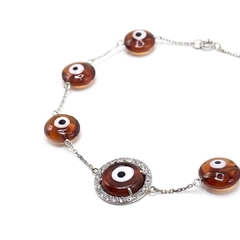 Pulseira Olho Grego com Safira Branca - comprar online