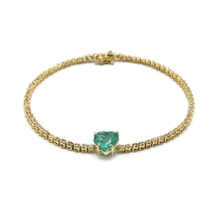 Pulseira Coração Esmeralda e Diamante - comprar online