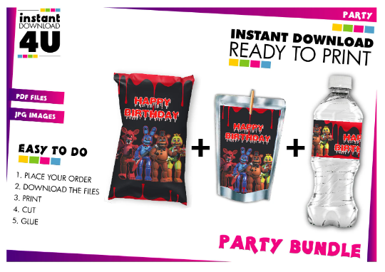 Five Nights at Freddy's (FNAF) - Chip Bag Favor - FNAF Party Supplies |  Digitalproducts