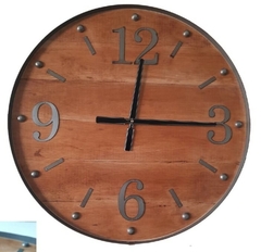 Reloj 60 cm madera / hierro INDUSTRIAL - comprar online
