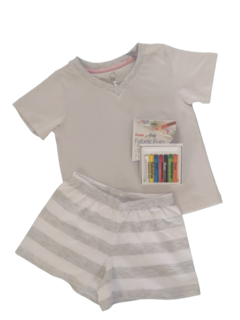 Kit Pijama Curto Minimalista Feminino Juvenil + Giz Pentel para tecidos 7 cores - comprar online