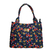 frente da bolsa feminina tote azul marinho floral Augusta Queiroz