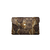 frente da bolsa clutch de festa marrom com estampa animal print phyton Augusta Queiroz