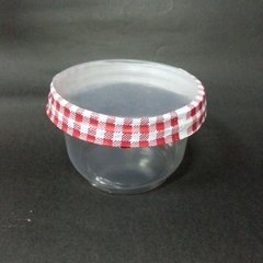 Lacre termoencolhível para potes plásticos, xadrez vermelho para potes com tampa diametro 100 mm. (Preço milheiro)