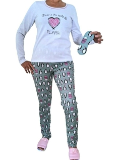 Pijama Feminino Longo estampa Pinguim. - comprar online