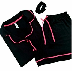 Pijama Americano Curto Black/Pink - Annafour