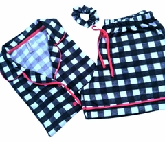 Pijama Americano Curto Xadrez Minimalista na internet