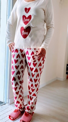 Pijama Longo estampa coração - comprar online