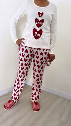 Pijama Longo estampa coração - Annafour