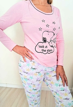 Pijama Feminino Longo estampa Snoopy nas estrelas - Annafour