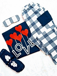 Pijama Feminino Longo Flanelado estampa Love na internet