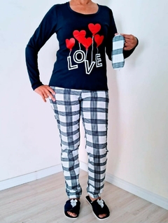 Pijama Feminino Longo Flanelado estampa Love - Annafour