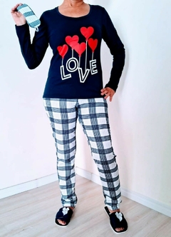 Pijama Feminino Longo Flanelado estampa Love - comprar online