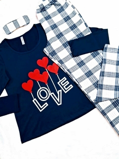 Pijama Feminino Longo Flanelado estampa Love