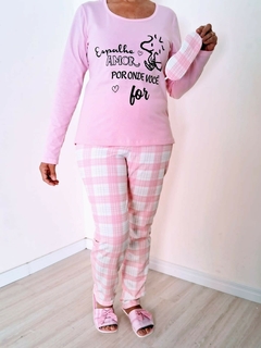 Pijama Feminino Longo Flanelado estampa Amor - comprar online