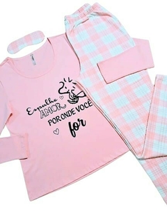 Pijama Feminino Longo Flanelado estampa Amor