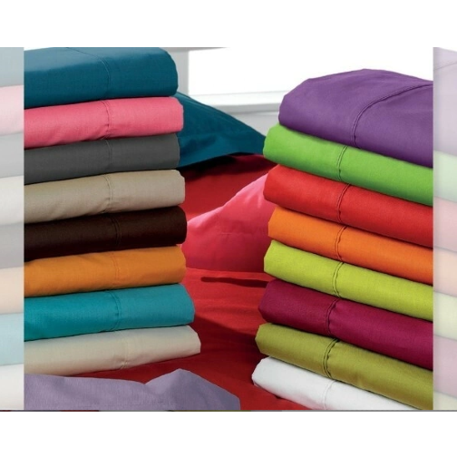 Juego de sábanas lisas completo en varios colores (rosa, beige, azul, rojo,  gris, morado, verde) cama