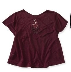 Blusa Aeropostale Sheer Cropped Peasant Top Tam M Femi - comprar online