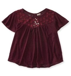 Blusa Aeropostale Sheer Cropped Peasant Top Tam M Femi