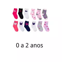 Kit 12 Pares Meia Infantil Estampadinha Para Menina - comprar online