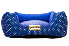 Cama Quadrada para Cachorro ou Gato Luppet Luxo Azul Poa Tamanho:M (LP8018-03M)