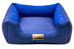 Cama Quadrada para Cachorro ou Gato Luppet Luxo Azul Poa Tamanho:M (LP8018-03M)