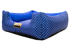 Cama Quadrada para Cachorro ou Gato Luppet Luxo Azul Poa Tamanho:M (LP8018-03M) - comprar online