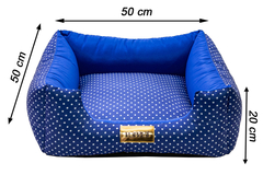 Cama Quadrada para Cachorro ou Gato Luppet Luxo Azul Poa Tamanho:M (LP8018-03M) - comprar online